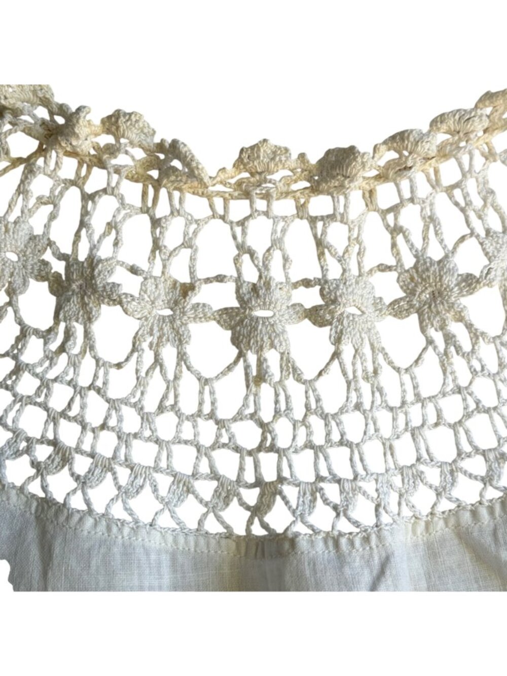 Antique Edwardian Corset Cover Camisole M Cream Crochet Yoke Lace Peasant Blouse - Picture 3 of 15